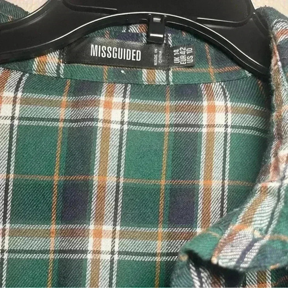 Missguided oversized shirt in green check Size 10 - Picture 4 of 4